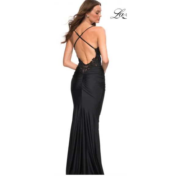 LA FEMME 30521 Sleek La Femme Lace-Corset Long Dress SZ 2 - Picture 4 of 11